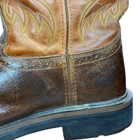 Justin Stampede Brown Leather Mid Calf WK4812 Mens Western Cowboy Boots sz 10 D - Picture 4 of 16